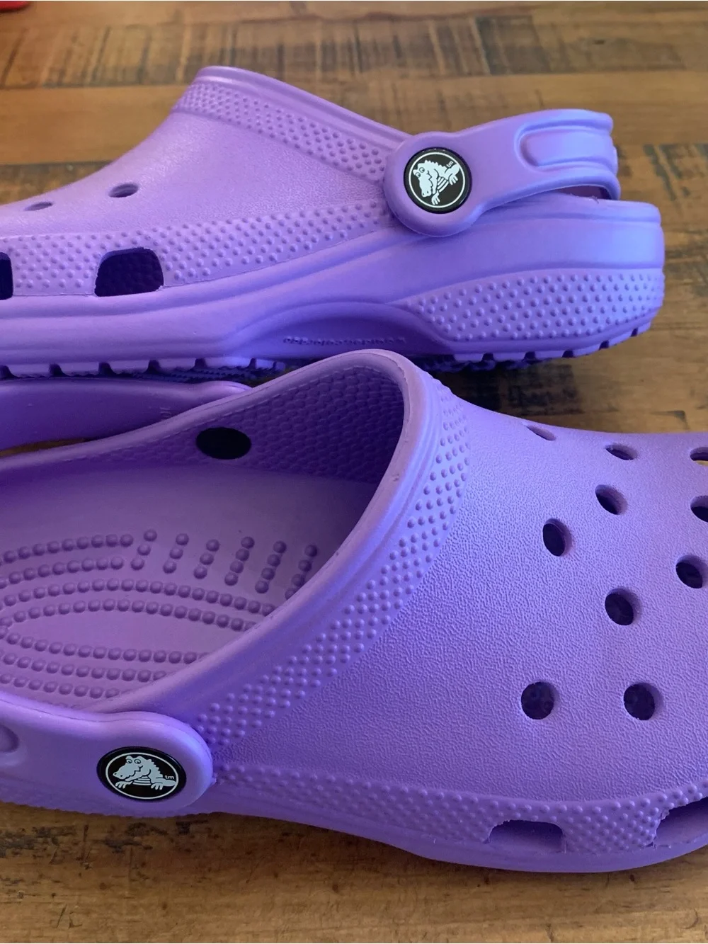 CROCS Kids Adult Classic Purple Clogs with Heel Strap